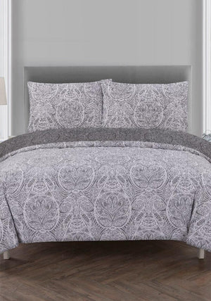 Vantona Home Paisley Damask Duvet Set, Grey