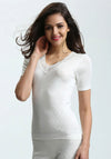 White Swan Brushed Thermal Short Sleeve Top, Ivory