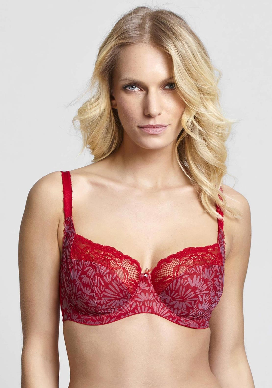 Panache Jasmine Print Balconnette Bra, Berry Burst