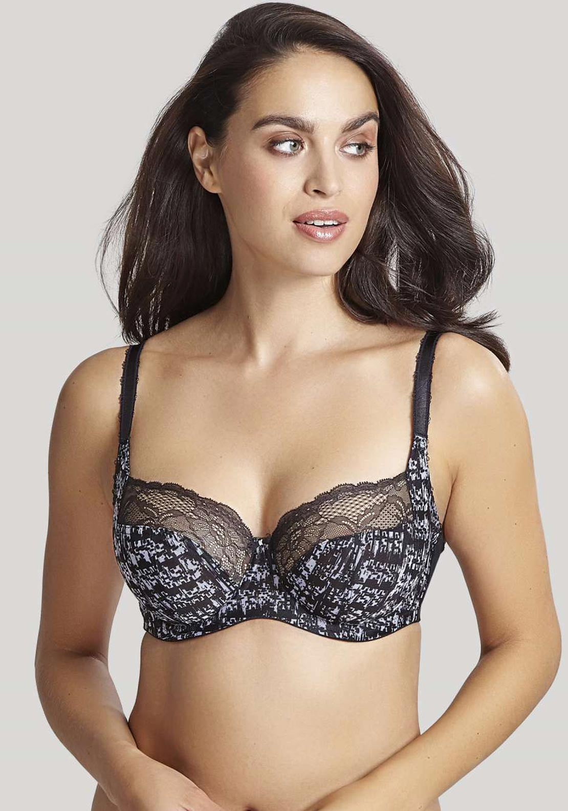 Panache Jasmine Geometric Print Balconette Bra, Black Multi