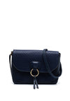 Zen Collection Buckle Tassel Shoulder Bag, Navy