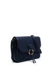 Zen Collection Buckle Tassel Shoulder Bag, Navy