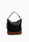 Zen Collection Faux Leather Embossed Shoulder Bag, Black