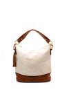 Zen Collection Faux Leather Embossed Shoulder Bag, Cream