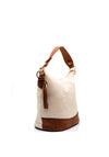Zen Collection Faux Leather Embossed Shoulder Bag, Cream