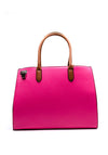 Zen Collection Faux Leather Colour Block Shopper Bag, Pink