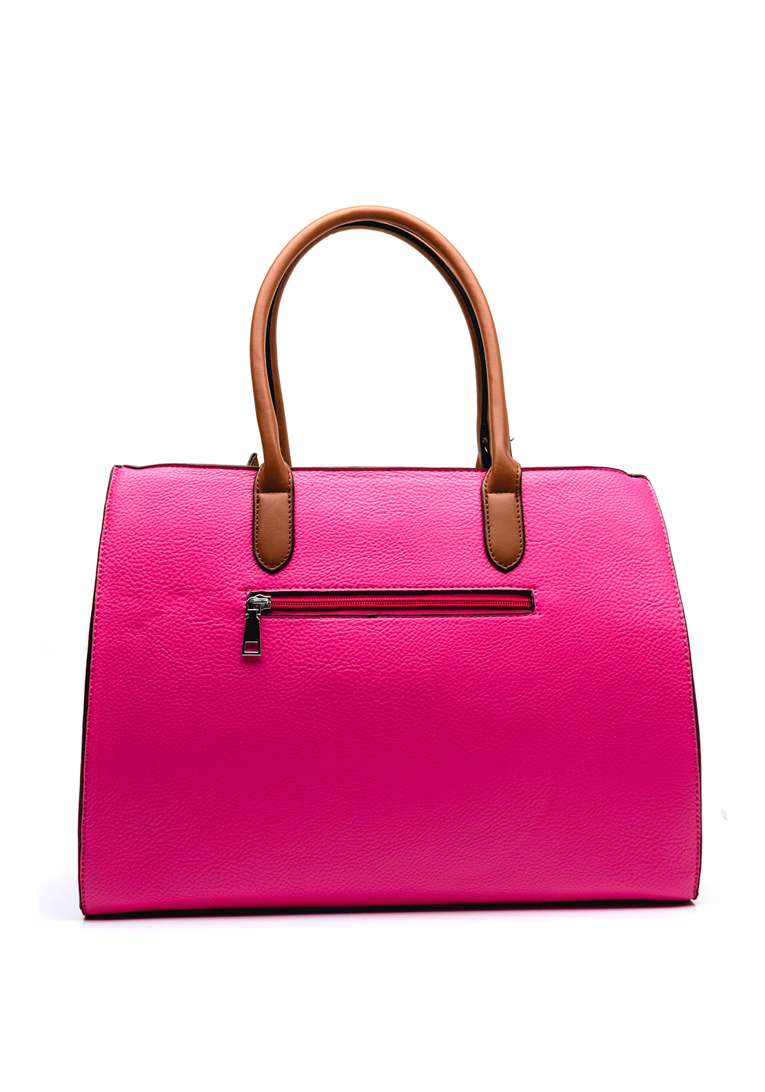 Zen Collection Faux Leather Colour Block Shopper Bag, Pink