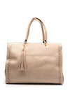 Zen Collection Faux Leather Tassel Shoulder Bag, Beige
