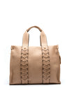 Zen Collection Faux Leather Braid Medium Grab Bag, Sand