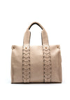 Zen Collection Faux Leather Braid Medium Grab Bag, Beige