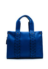 Zen Collection Faux Leather Braid Medium Grab Bag, Blue