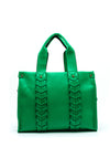 Zen Collection Faux Leather Braid Medium Grab Bag, Green