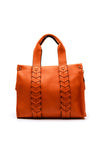 Zen Collection Faux Leather Braid Medium Grab Bag, Orange