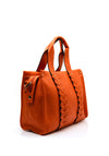 Zen Collection Faux Leather Braid Medium Grab Bag, Orange