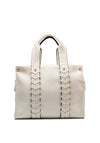 Zen Collection Faux Leather Braid Medium Grab Bag, White