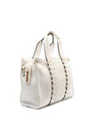 Zen Collection Faux Leather Braid Medium Grab Bag, White