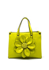 Zen Collection Flower Satchel Bag, Lime Green