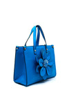 Zen Collection Flower Satchel Bag, Royal Blue