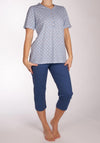 Pastunette Retro Floral Print Capri Pyjama Set, Blue