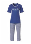 Pastunette Stripe Capri Pyjama Set, Navy