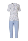 Pastunette Little Love Heart Pattern Pyjama Capri Set, White Multi