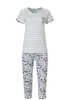 Pastunette Spring Floral Pyjama Capri Set, White Multi
