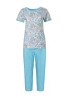 Pastunette Floral Pyjama Capri Set, Turquoise