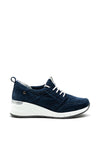 Patrizio Como Lombardy Metallic Shimmer Tongue Wedged Trainer, Navy