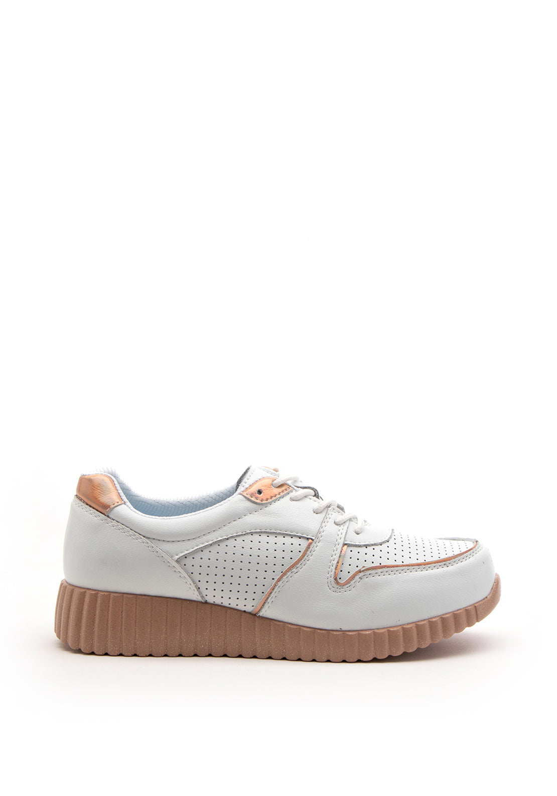 Patrizio Como Marettimo Metallic Ribbed Chunky Sole Trainer, White & Pink