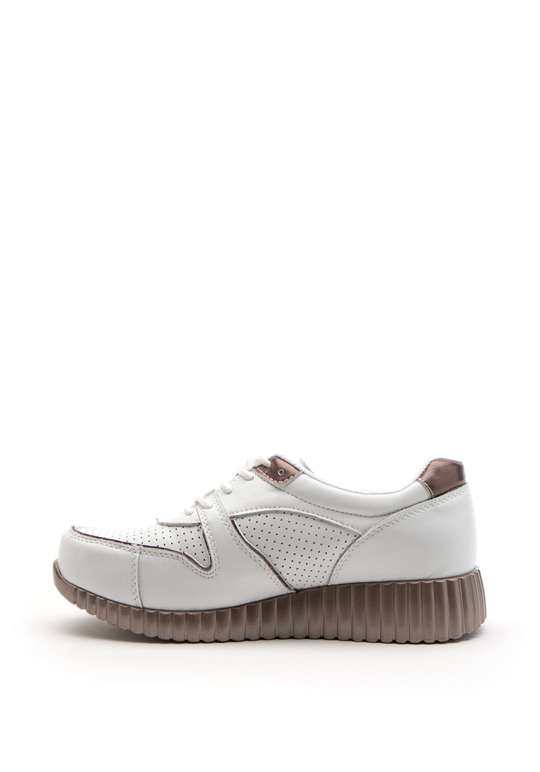 Patrizio Como Marettimo Metallic Ribbed Chunky Sole Trainer, White & Bronze