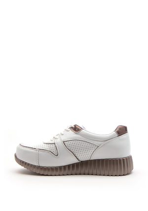 Patrizio Como Marettimo Metallic Ribbed Chunky Sole Trainer, White & Bronze