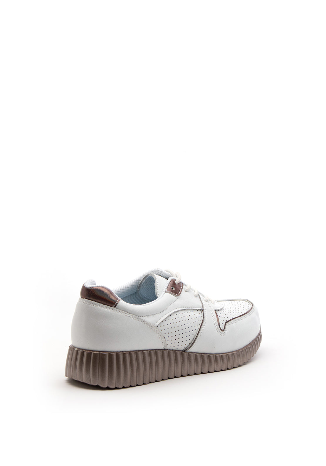 Patrizio Como Marettimo Metallic Ribbed Chunky Sole Trainer, White & Bronze