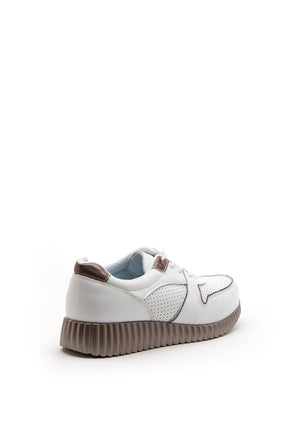 Patrizio Como Marettimo Metallic Ribbed Chunky Sole Trainer, White & Bronze