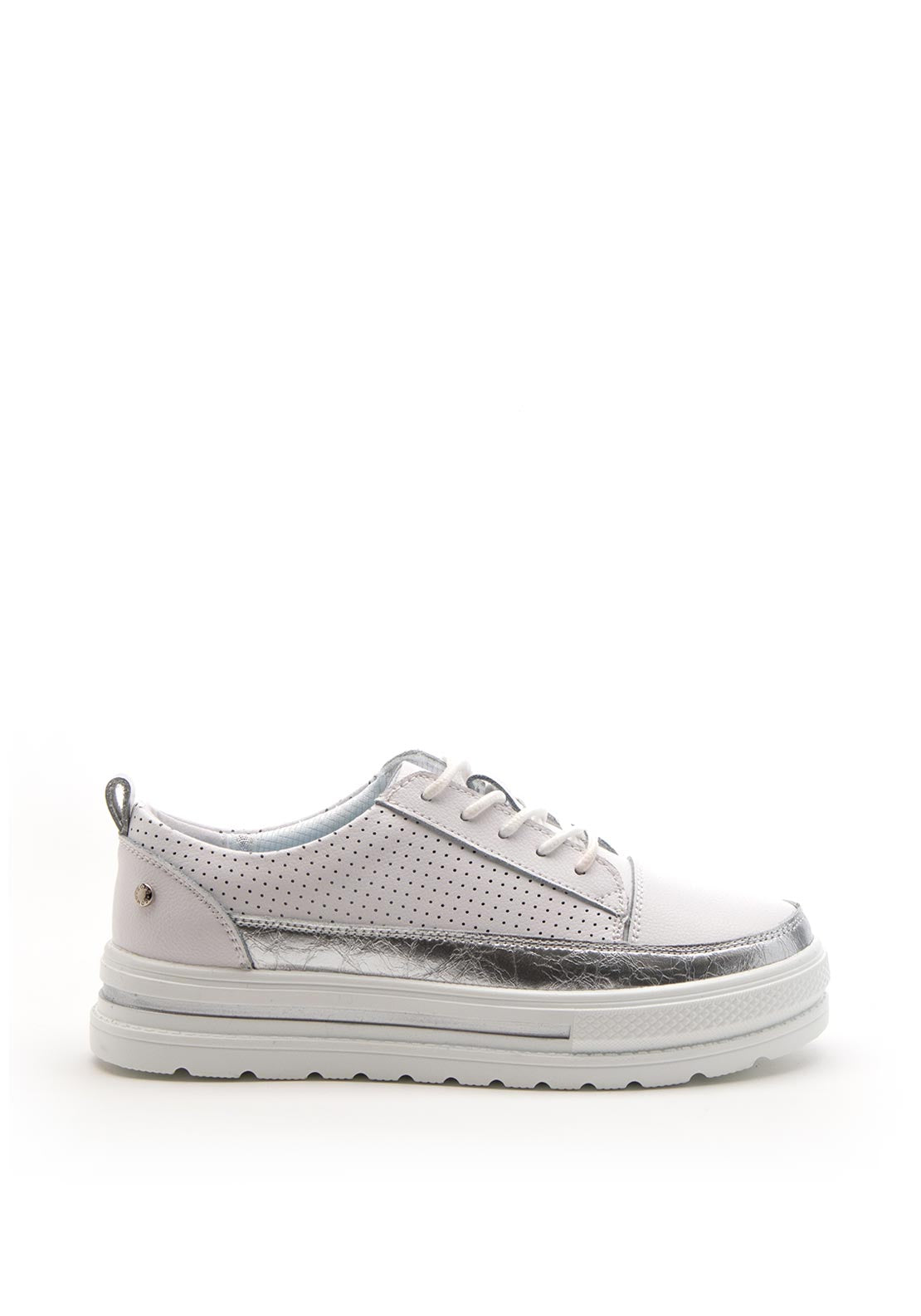 Patrizio Como Savoca Chunky Platform Metallic Trim Trainer, White