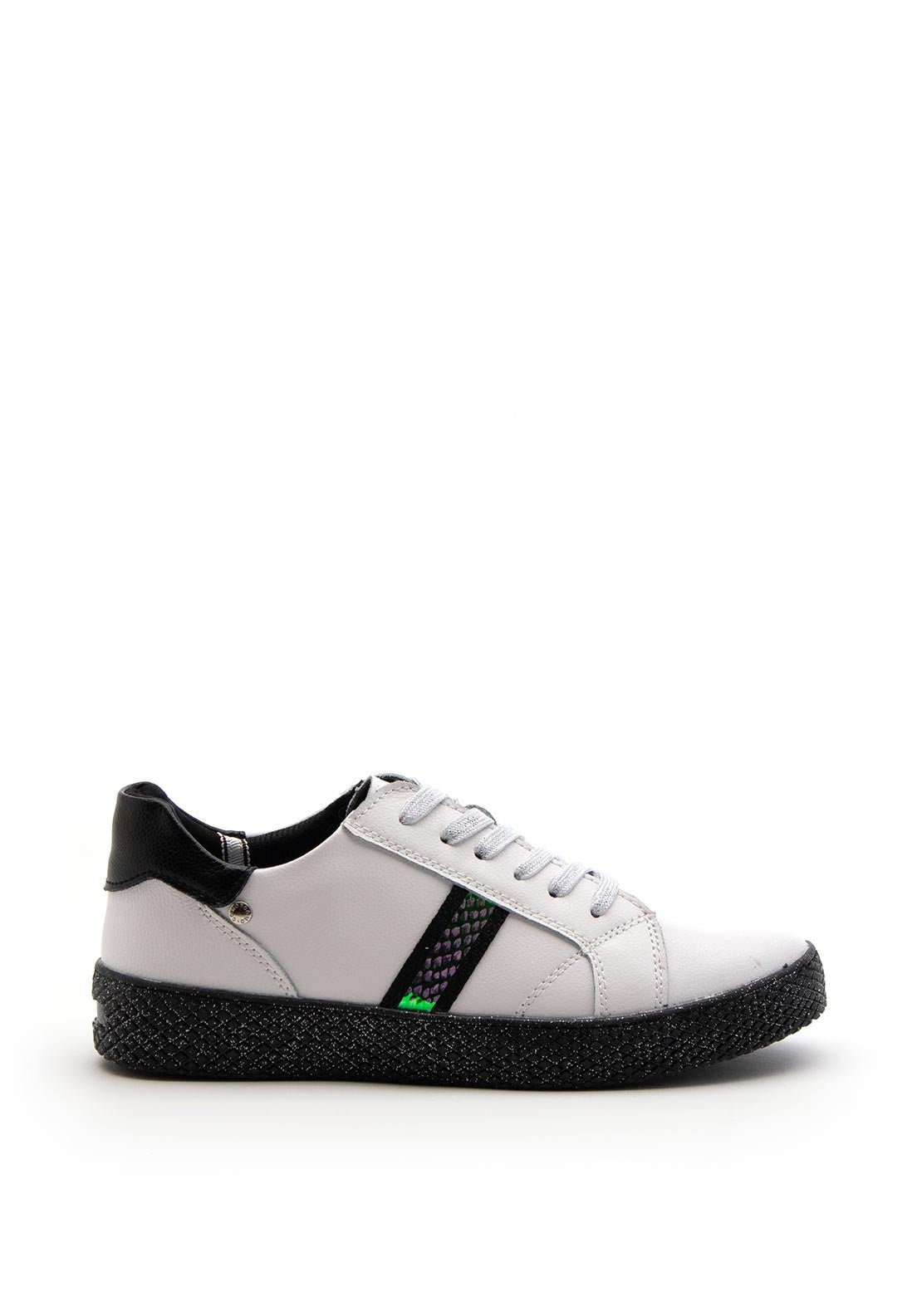 Patrizio Como Tellaro Glitter Rubber Sole Trainer, Black Multi