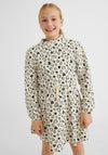 Mayoral Older Girl Heart Print Long Sleeve Dress, Cream