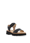 Paul Green Leather Buckle Sandals, Black