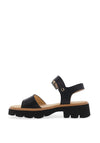 Paul Green Leather Buckle Sandals, Black