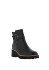 Paul Green Leather Buckle Wedge Boots, Black