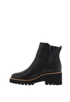 Paul Green Leather Buckle Wedge Boots, Black