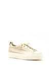 Paul Green Leather Elastic Lace Platform Trainers, White