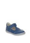 Ricosta T-Bar Velcro Leather Girls Shoes, Blue