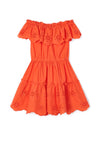 Mayoral Girl Eyelet Sleeveless Dress, Orange