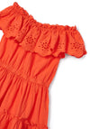 Mayoral Girl Eyelet Sleeveless Dress, Orange