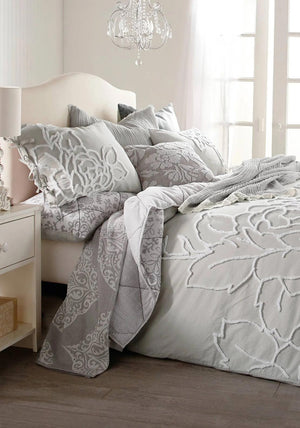 Peri Home Chenille Rose Duvet Cover Set, Grey