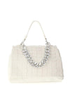 Zen Collection Medium Quilted Satchel Bag, White