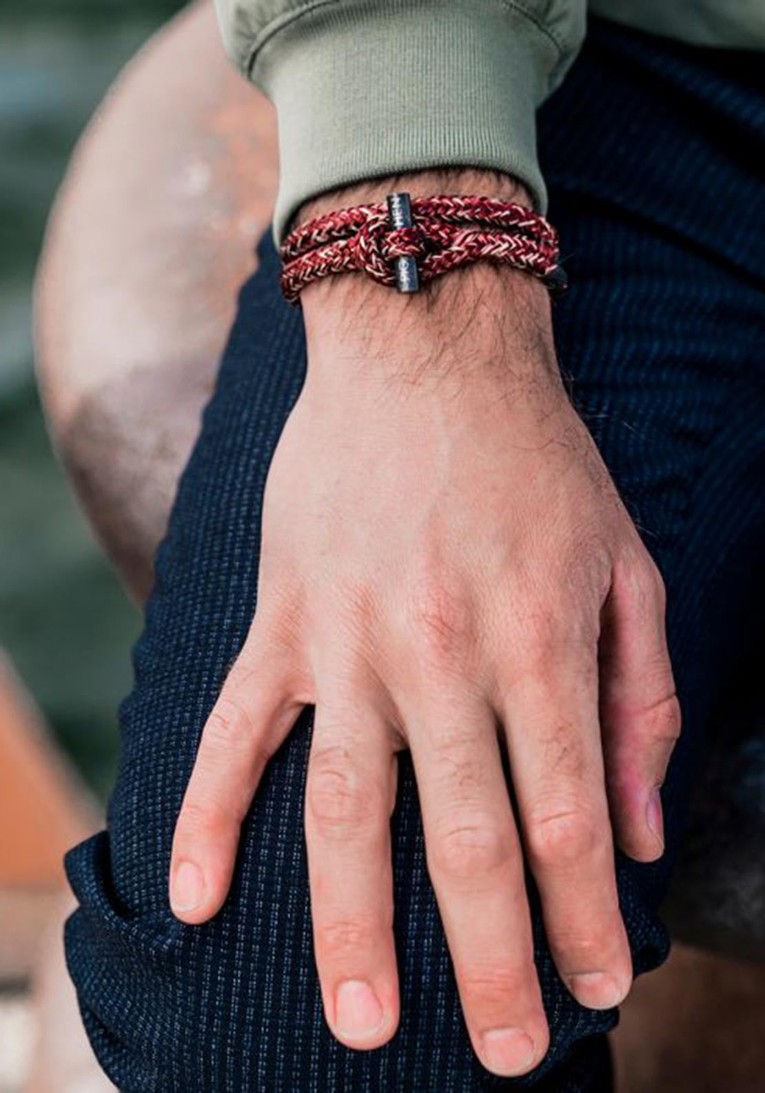Pig & Hen Tiny Ted Men’s Bracelet, Bordeaux Sand