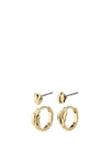 Pilgrim Peace Huggie Hoop & Stud Earrings Set, Gold