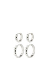 Pilgrim Trisha 2 in 1 Hoop Earrings, Silver