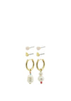 Pilgrim Energetic Set of 3 Earrings, Gold